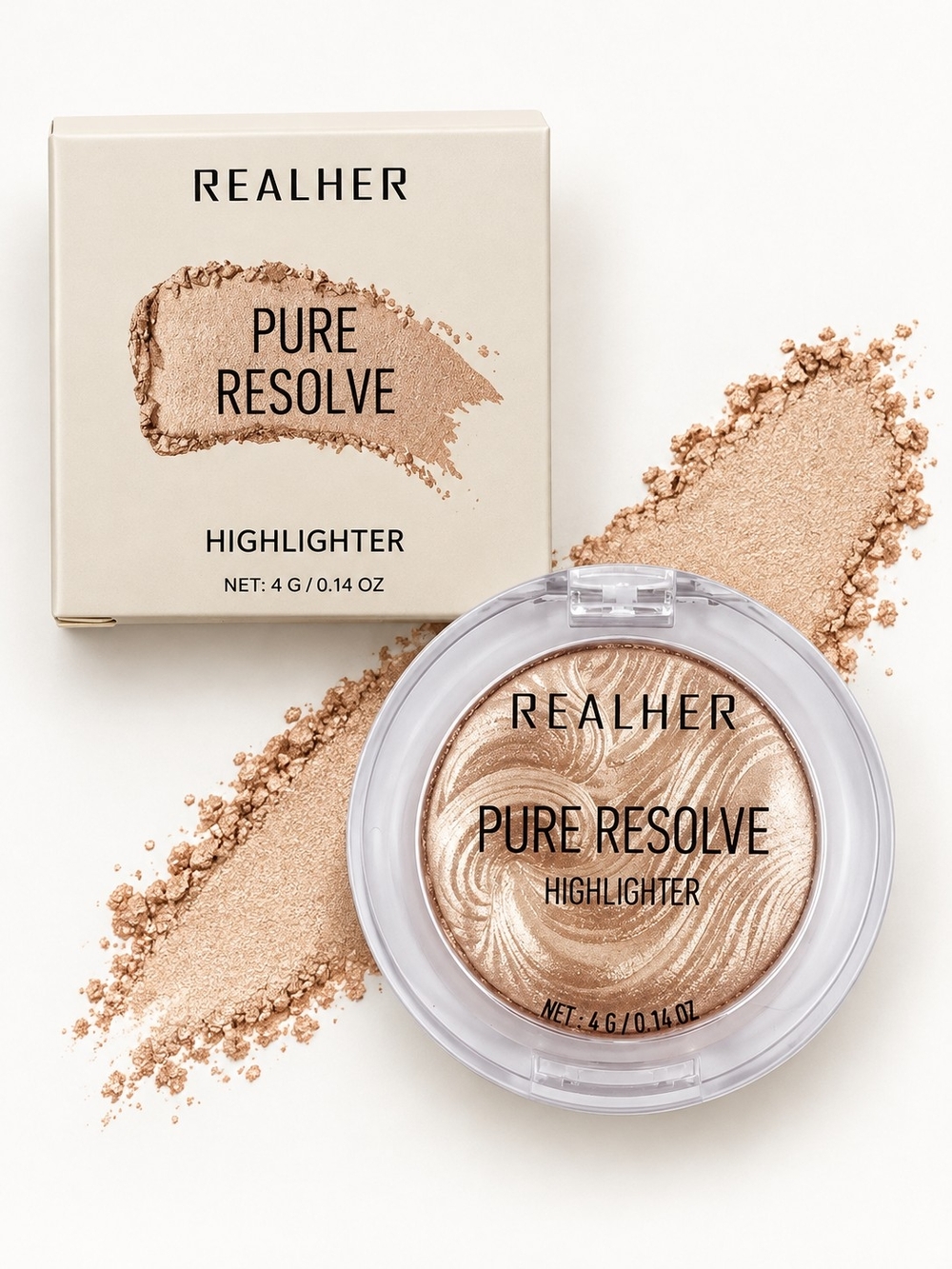 REALHER Pure Resolve Shimmer Powder Highlighter - New In Box